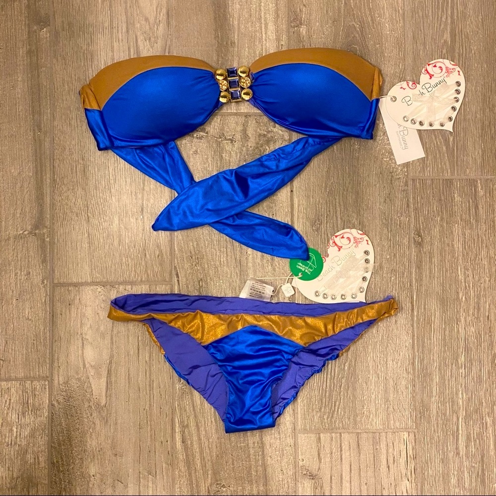 New Beach Bunny blue/golden bikini - Picture 2 of 6